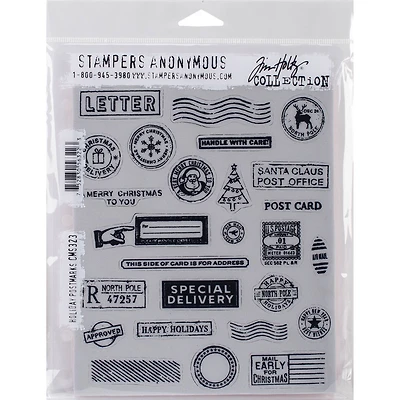 Stampers Anonymous Tim Holtz® Holiday Postmarks Cling Stamps Set