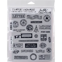 Stampers Anonymous Tim Holtz® Holiday Postmarks Cling Stamps Set