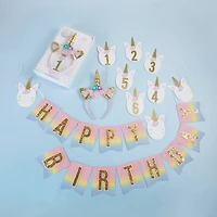 Kate Aspen® Gold Glitter Unicorn Happy Birthday Party Décor Kit