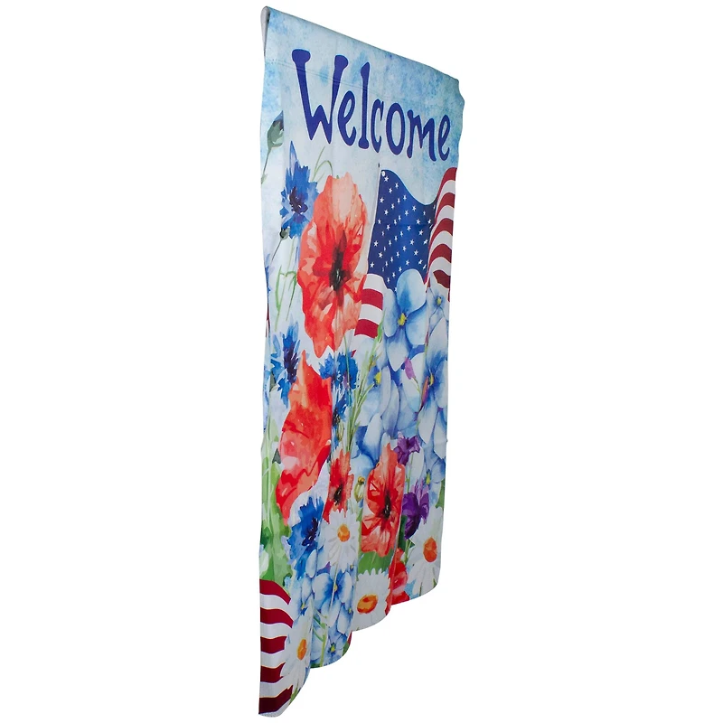 Welcome Patriotic Floral Outdoor House Flag