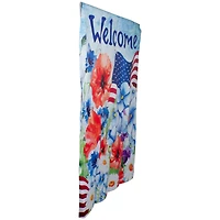Welcome Patriotic Floral Outdoor House Flag
