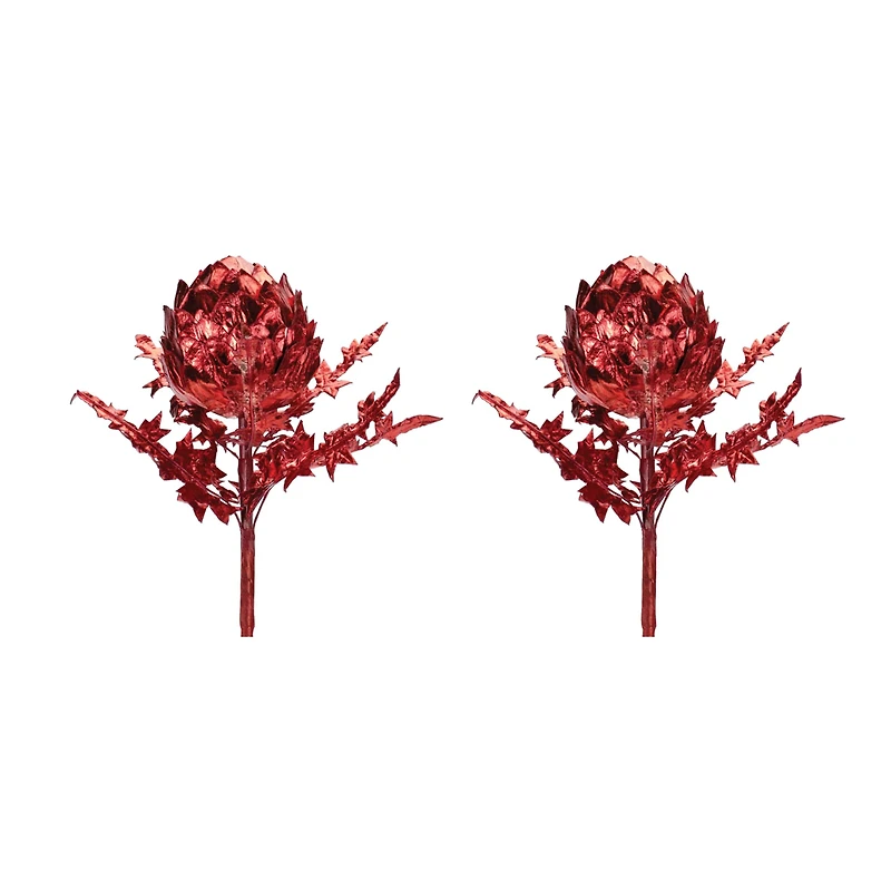 Red Metallic Artichoke Stems, 2ct.