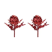 Red Metallic Artichoke Stems, 2ct.