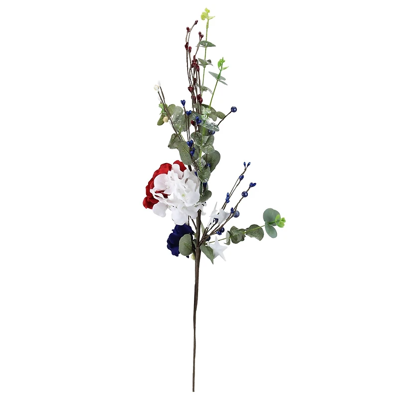 27" Red & White Fourth of July Patriotic Hydrangea Spray