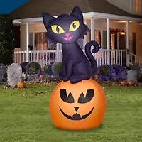 5.5ft. Airblown® Inflatable Halloween Cat on Pumpkin