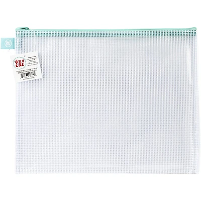 Avery Elle Aqua Zippered Vinyl Mesh Pouch