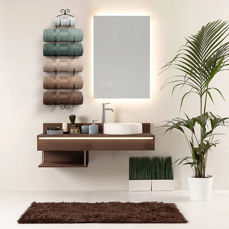 Sorbus 45" Elegant Black Wall-Mounted 6-Bottle Wine & Towel Rack