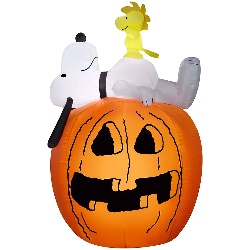 4.5ft. Airblown® Inflatable Halloween Peanuts Snoopy & Woodstock on Pumpkin