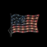 14.5" Red & Blue Lighted American Flag Window Silhouette Decoration