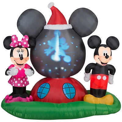 6ft. Panoramic Projection Airblown® Inflatable Disney Mickey & Minnie Christmas Scene
