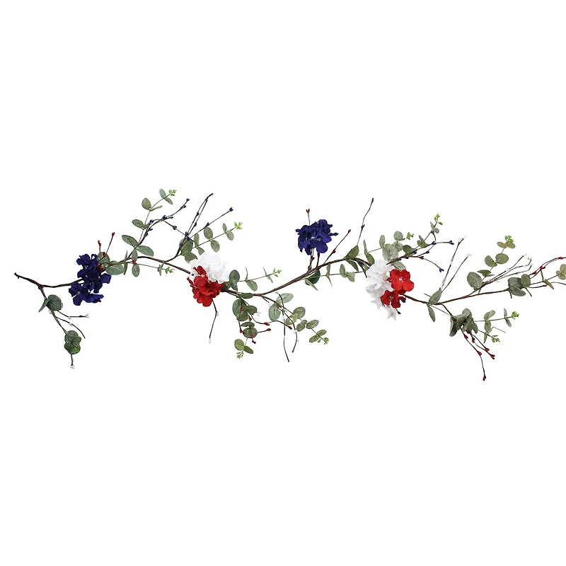5ft. Red, White & Blue Hydrangea Patriotic Garland
