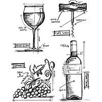 Stampers Anonymous Tim Holtz® Wine Blueprint Cling Stamps
