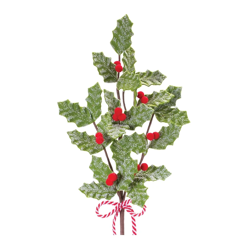 22.5" Frosted Fabric Holly Berry Sprays, 6ct.
