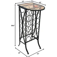 Sorbus -Bottle Metal Wine Stand with Glass Top