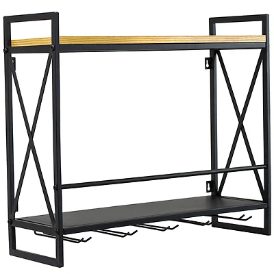 Sorbus Industrial Wall-Mounted 2-Tier Wine Shelf & Stemware Rack