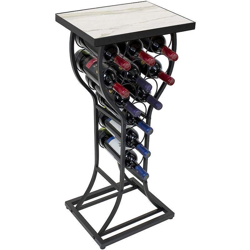 Sorbus White Marble 11-Bottle Wine Display Rack & Table