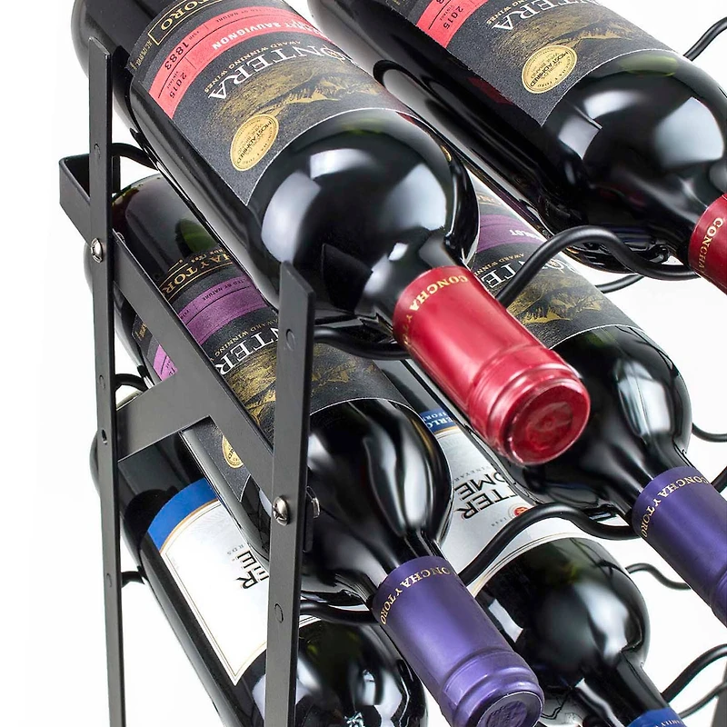 Sorbus Black 75-Bottle Freestanding Metal Wine Rack