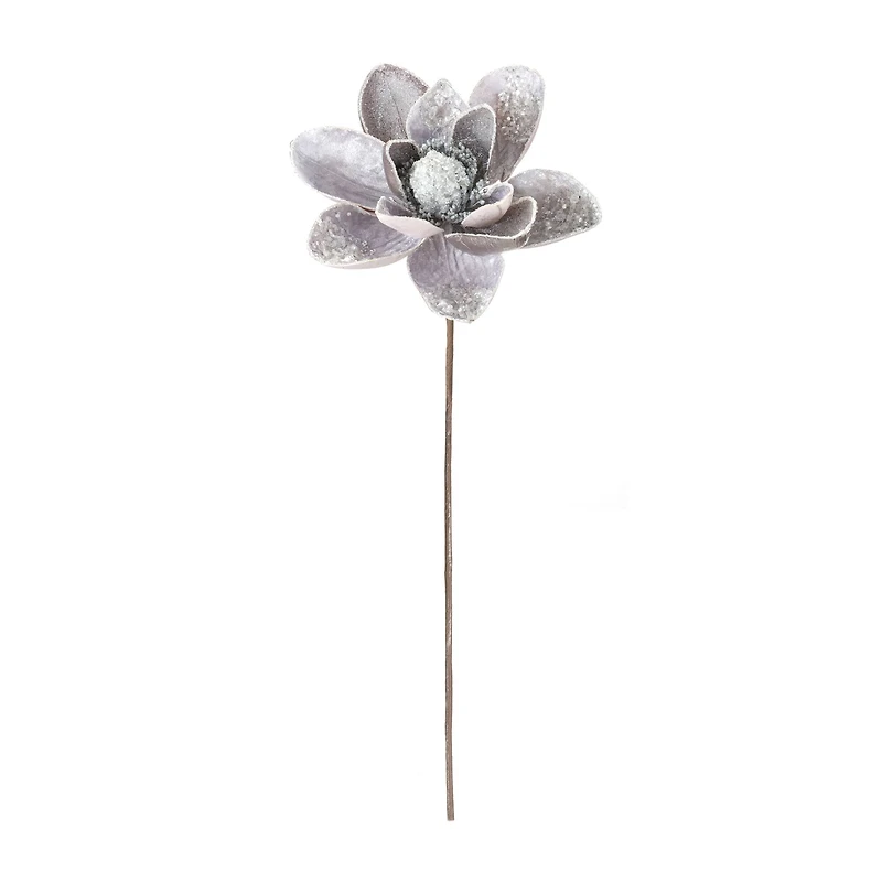 Silver & Gray Glittered Magnolia Flower Stems, 2ct.
