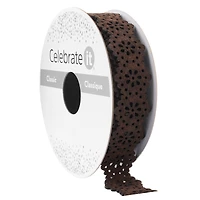 3/4" x 3yd. Brown Abstract Flower Ribbon Trim by Celebrate It® Classic