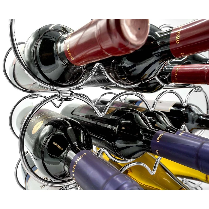 Sorbus 15.5" Silver Circles Detachable 3-Tier Metal Wine Rack