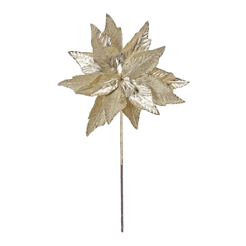 Champagne Gold Glittered Poinsettia Stems, 6ct.