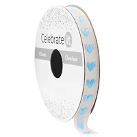 3/8" x 7yd. Blue Jacquard Ribbon by Celebrate It® Classic