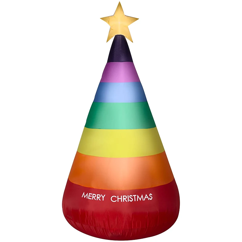 7ft. Airblown® Inflatable Rainbow Christmas Cone Tree