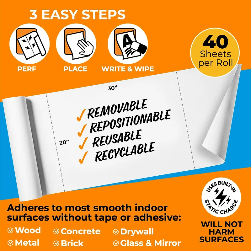 Cling-rite Dry Erase Economy Roll