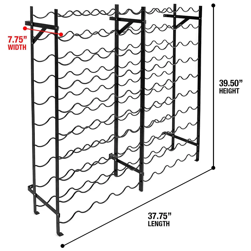 Sorbus Black -Bottle Freestanding Metal Wine Rack