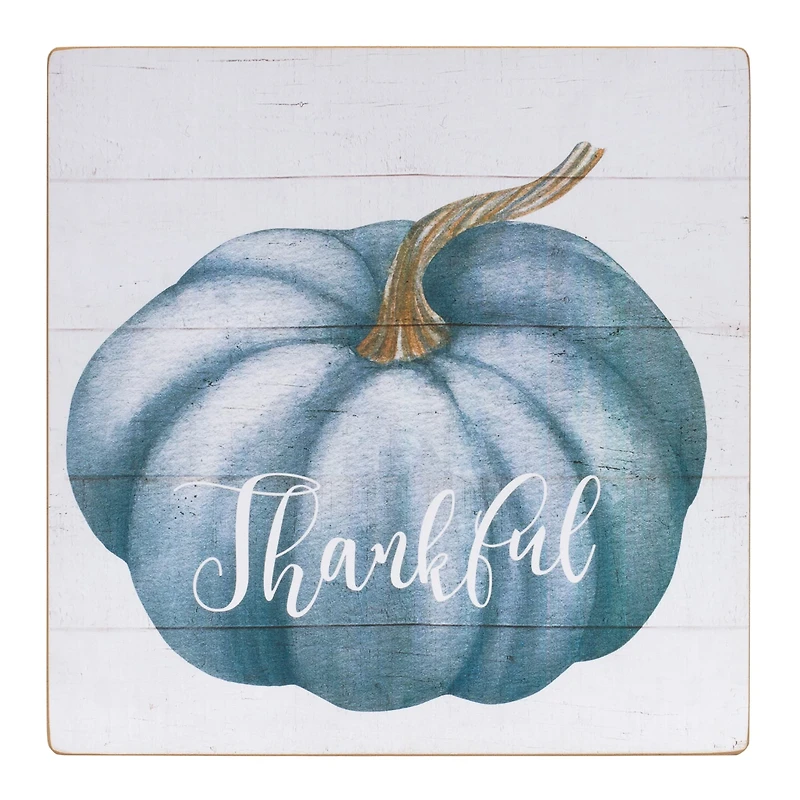 16" Blue Pumpkin Sentiment Sign Set
