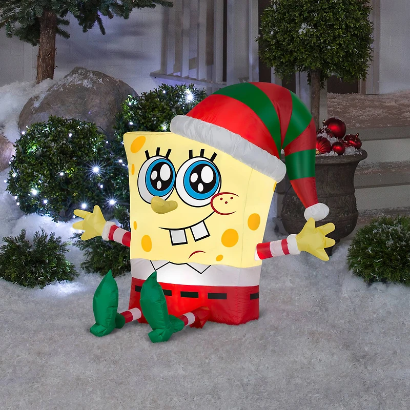 2.5ft. Airblown® Inflatable SpongeBob in Holiday Outfit