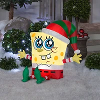 2.5ft. Airblown® Inflatable SpongeBob in Holiday Outfit