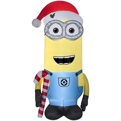 11ft. Airblown® Minion Kevin with Candy Cane & Santa Hat