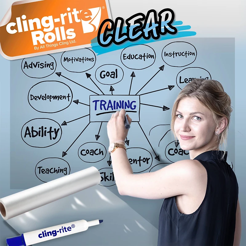 Clear Cling-rite Dry Erase Roll