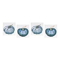 16" Blue Pumpkin Sentiment Sign Set