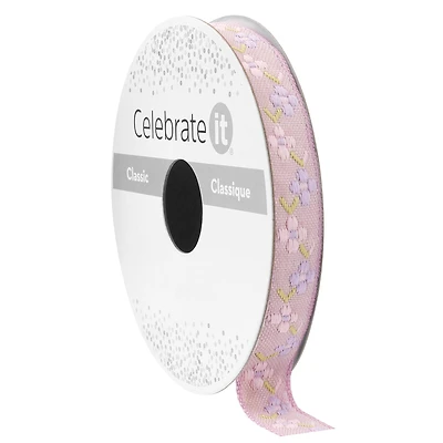 1/2" x 5yd. Purple Floral Ribbon by Celebrate It™ Classic