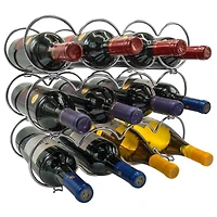 Sorbus 15.5" Silver Circles Detachable 3-Tier Metal Wine Rack