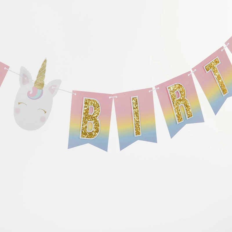 Kate Aspen® Gold Glitter Unicorn Happy Birthday Party Décor Kit