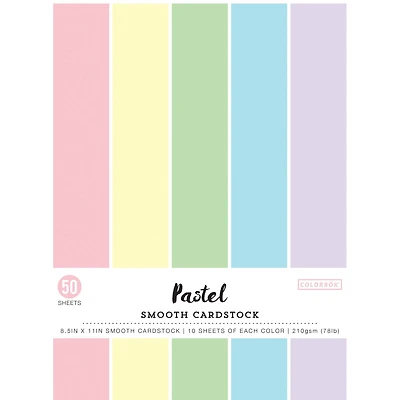 Colorbok® Pastel 8.5" x 11" Smooth Cardstock, 50 Sheets