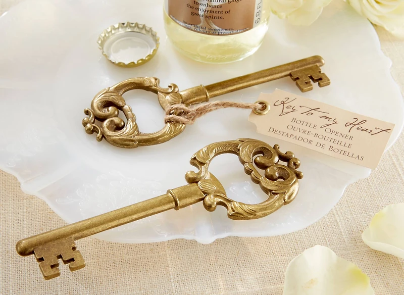 Kate Aspen® Key to My Heart Antique Bottle Opener, 4ct.