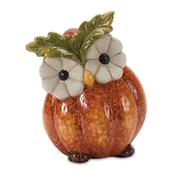 Terra Cotta Pumpkin Owl Figurine Set