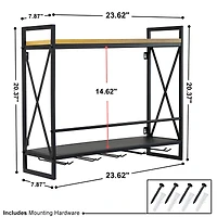 Sorbus Industrial Wall-Mounted 2-Tier Wine Shelf & Stemware Rack