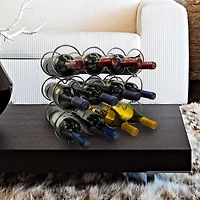 Sorbus 15.5" Silver Circles Detachable 3-Tier Metal Wine Rack