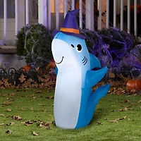3.5ft. Airblown® Inflatable Halloween Shark with Witch Hat