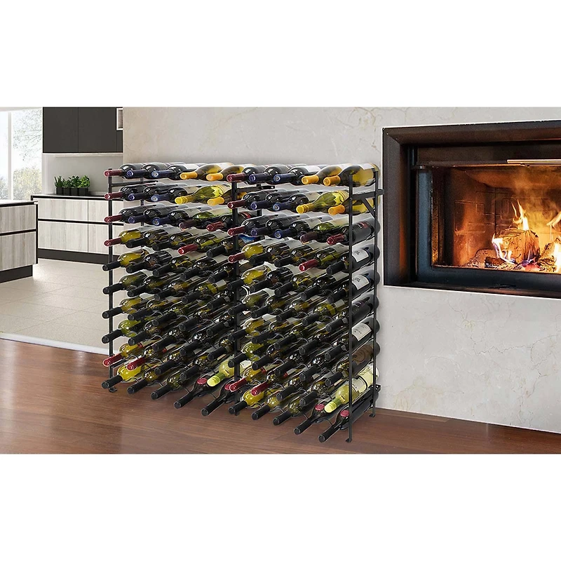 Sorbus Black -Bottle Freestanding Metal Wine Rack