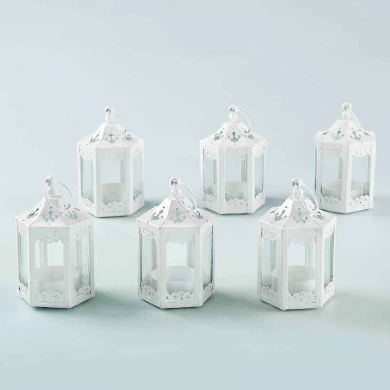 Kate Aspen® White Hexagon Mini Metal Lantern, 6ct.