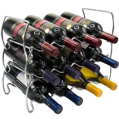 Sorbus 16" Silver Detachable 3-Tier Metal Wine Rack