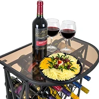 Sorbus 30-Bottle Metal Wine Stand with Glass Top