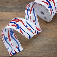 Patriotic Stars & Stripes Wired Craft Ribbon, 2.5" x 10yd.