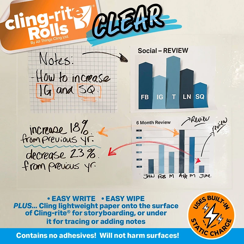 Clear Cling-rite Dry Erase Roll